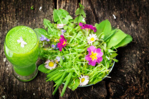 Grner Smoothie und Salat von Wildkrutern